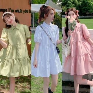 Váy sơ mi tiểu thư babydoll dáng ngắn form suông rộng - M11