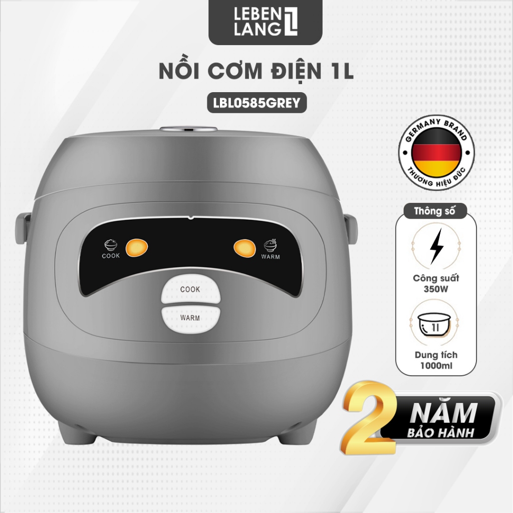 Nồi cơm điện Lebenlang LBL0585, dung tích 1 lít, công suất 350W, thiết kế đơn giản, bảo hành 2 năm