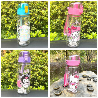 Bình nước Kuromi, Melody, Cinnamoroll Sanrio nhựa 550ml dễ thương cute TooYoo BK01092