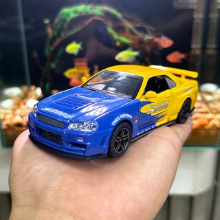 Mô hình xe hợp kim nissan gtr r34 tỉ lệ 1:32 hãng chimei có 2 màu