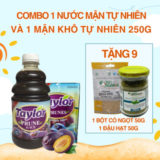 Nước mận tự nhiên 946ml và Mận khô tự nhiên 250g Taylor- Combo cải thiện táo bón cho mẹ và bé hiệu quả