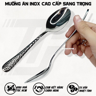 Muỗng Ăn Inox Họa Tiết Mè Trắng - Inox 304