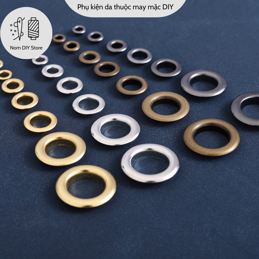 Set 10 Bộ Khoen Mắt Gà Ô Rê Đồng Thau Mạ Điện Phụ Liệu Làm Đồ Da Bóp Ví Túi Xách Dây Nịt Móc Khóa Thủ Công Handmade DIY