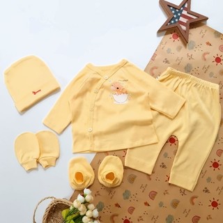 Bộ sơ sinh cài chéo cao cấp Bunnybaby bao gồm nón vớ (1)