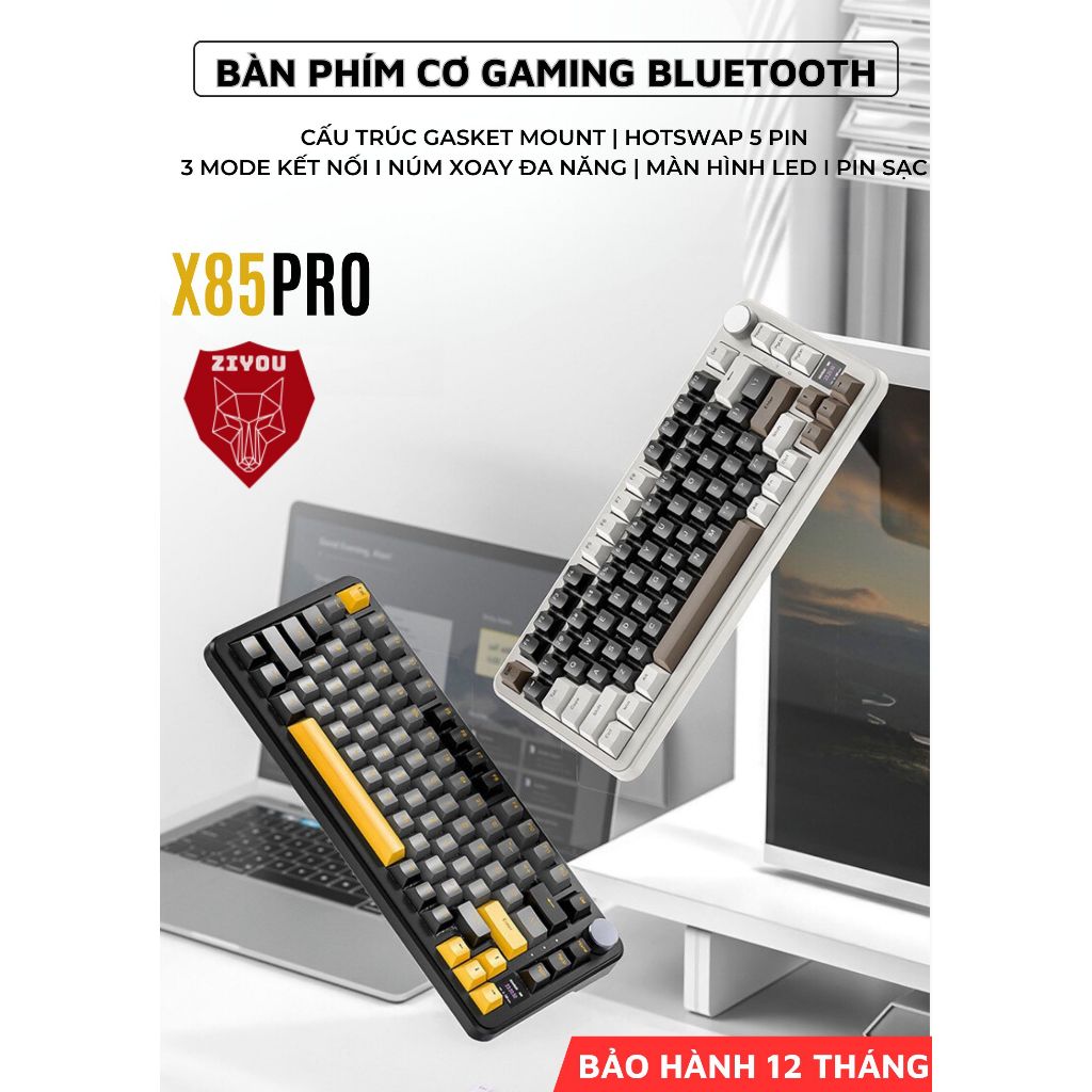 Bàn Phím Cơ Không Dây Bluetooth Ziyou Attack Shark X85PRO LED RGB Có Màn Hình | BigBuy360 - bigbuy360.vn