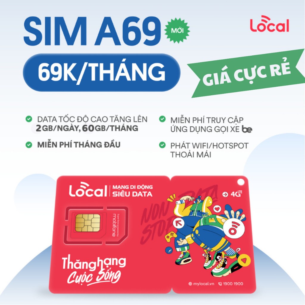 Ưu Đãi Data Kèm Phút Gọi - Sim 4G Mobifone Local A69 A79 A119 Gia Hạn Cực Rẻ Chỉ Từ 69K/Tháng