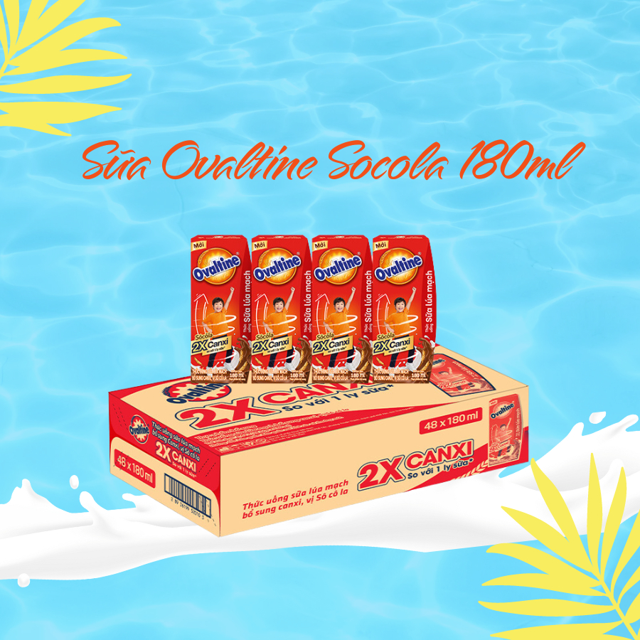 Thức uống lúa mạch gấp đôi Canxi Socola Ovaltine X2 Canxi 180ml