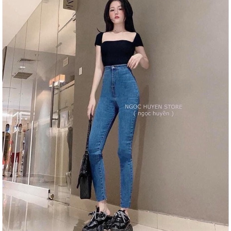 HV - Quần Jean ôm giãn 1 khuy trơn 3 màu