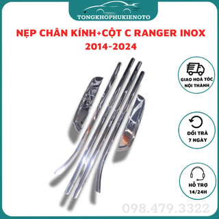 Nẹp viền chân kính và cột C Dành cho xe Ford Ranger đời 2014- 2021, 2022, 2023,2024 Mẫu inox 304 sáng bóng cao cấp
