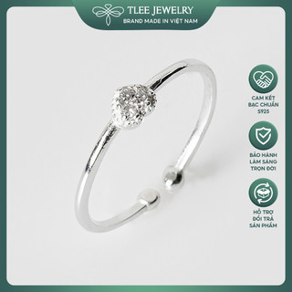 Nhẫn bạc nữ tlee tim ba viên đá mini cao cấp tlee jewelry a0270