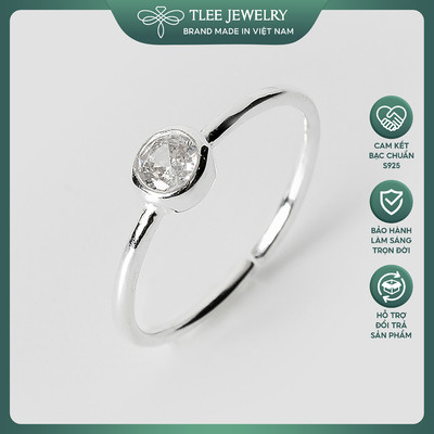 Nhẫn bạc nữ TLEE mặt đá đen trắng xinh xắn TLEE JEWELRY A0267