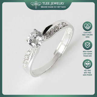 Nhẫn bạc nữ TLEE ổ đá bốn chấu đính đá cách điệu cao cấp freesize TLEE JEWELRY A0266