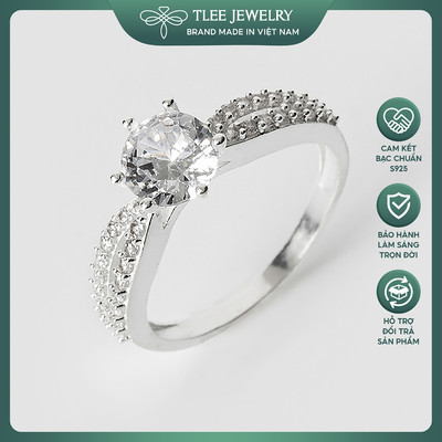Nhẫn bạc nữ TLEE sáu chấu đính đá hai hàng cao cấp TLEE JEWELRY A0264