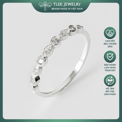 Nhẫn bạc nữ TLEE dải đá tròn thoi kết hợp TLEE JEWELRY A0262