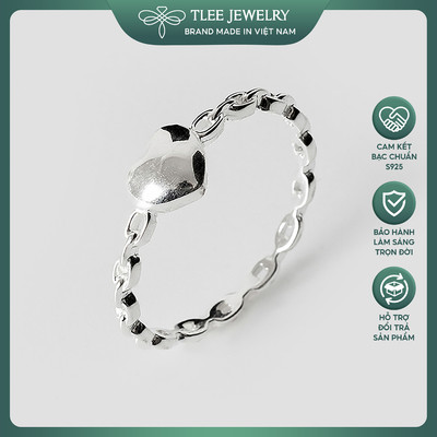 Nhẫn bạc nữ TLEE tim cách điệu vòng xích TLEE JEWELRY A0260