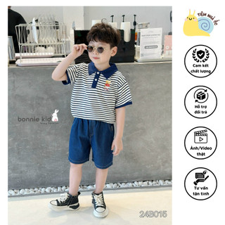 Set quần áo in hình gấu chất cotton siêu co giãn lên form vừa diện đi học đi chơi đều xinh cho các bé