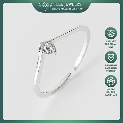 Nhẫn bạc nữ TLEE cung đính một viên đá cách điệu freesize TLEE JEWELRY A0259