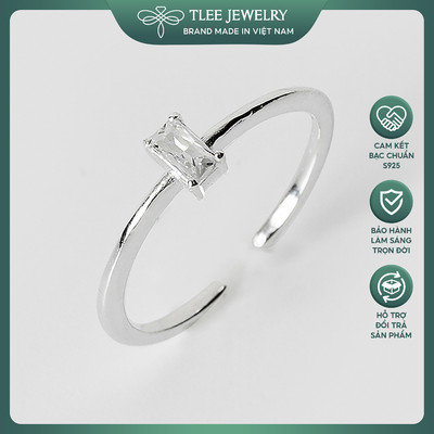 Nhẫn bạc nữ TLEE đính đá chữ nhật đơn giản TLEE JEWELRY A0258