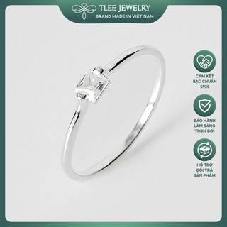 Nhẫn bạc nữ TLEE ổ đá vuông viền trơn cao cấp TLEE JEWELRY A0257