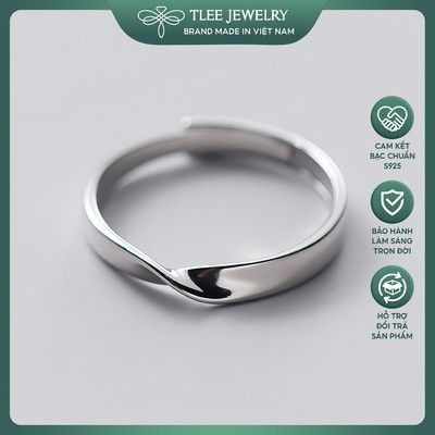 Nhẫn bạc TLEE mẫu xoắn thắt freesize đeo đôi, đeo nhóm TLEE JEWELRY A0249