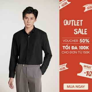 Áo sơ mi đen dài tay JBAGY dáng ôm slimfit vải lụa co giãn chống nhăn