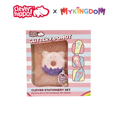 Bộ Đồ Dùng Văn Phòng Phẩm CLEVER HIPPO Glittery Donut Hồng NB1202/PINK