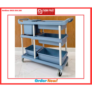 xe dọn bát đĩa, xe đẩy dọn bàn, xe đẩy thu gom thức ăn thừa