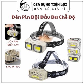 Đèn pin đội đầu siêu sáng DP60-72, đèn pin đa năng có cảm biến tắt mở, sạc Type C -Gia dụng tiện lợi