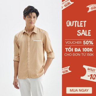 Áo sơ mi nam dài tay dáng rộng kẻ sọc mảnh vải phối măng set cổ tay thương hiệu JBAGY - JS0706