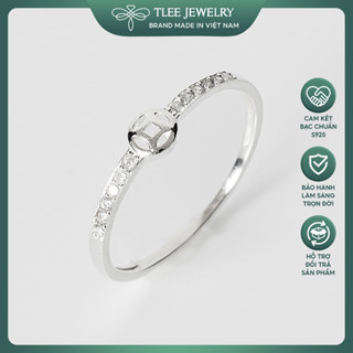 Nhẫn bạc nữ TLEE nhẫn kim tiền nhất lộc mini nạm đá tài lộc TLEE JEWELRY A0245