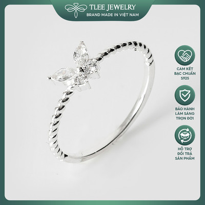 Nhẫn bạc nữ TLEE mẫu cánh hồ điệp đính đá nữ tính TLEE JEWELRY A0244