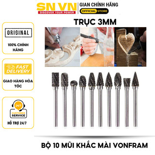 Bộ 10 mũi mài, khắc làm lũa Vonfram có độ cứng, sắc và độ bền cơ học cực cao.