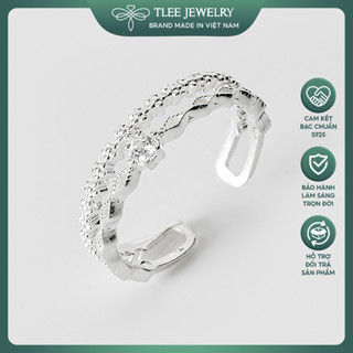 Nhẫn bạc nữ TLEE Galvin Princess đính đá lấp lánh TLEE JEWELRY A0241