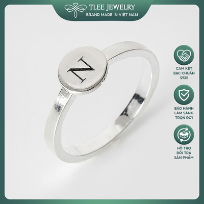 Nhẫn bạc TLEE mặt tròn mẫu thiết kế khắc chữ ( MIỄN PHÍ KHẮC KÍ TỰ THEO YÊU CẦU) TLEE JEWELRY A0236