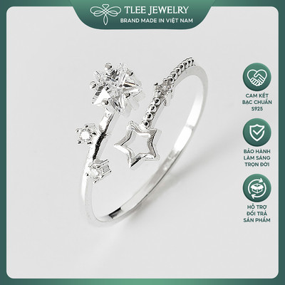 Nhẫn bạc nữ TLEE sao đá freesize nữ tính TLEE JEWELRY A0235