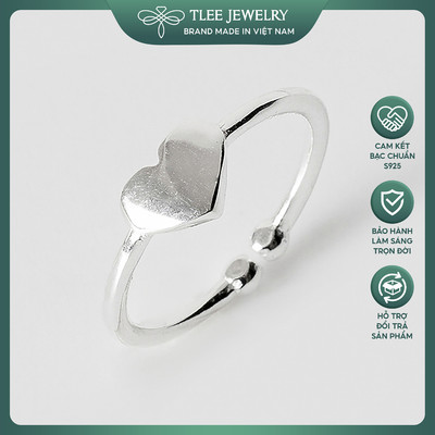 Nhẫn bạc nữ TLEE tim trơn freesize cá tính TLEE JEWELRY A0233