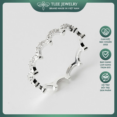 Nhẫn bạc nữ TLEE vương miện đính đá nửa sang trọng TLEE JEWELRY A0226