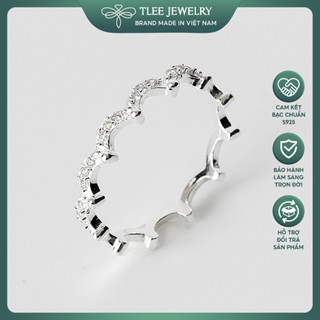 Nhẫn bạc nữ TLEE vương miện đính đá nửa sang trọng TLEE JEWELRY A0226