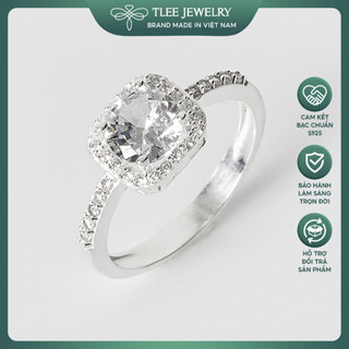 Nhẫn bạc nữ TLEE đá vuông viền đính đá cao cấp TLEE JEWELRY A0221