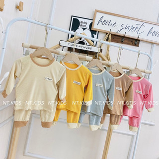 Đồ bộ bé trai, đồ bộ bé gái - Bộ dài tay bé trai bé gái chất liệu tăm lạnh 5-15kg