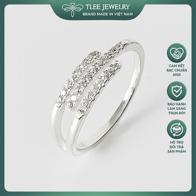 Nhẫn bạc nữ TLEE ba tầng đính đá cao cấp TLEE JEWELRY A0220