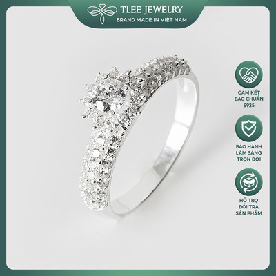 [Outlet S1] Nhẫn bạc nữ TLEE cánh hoa xòe đính đá cao cấp TLEE JEWELRY A0219