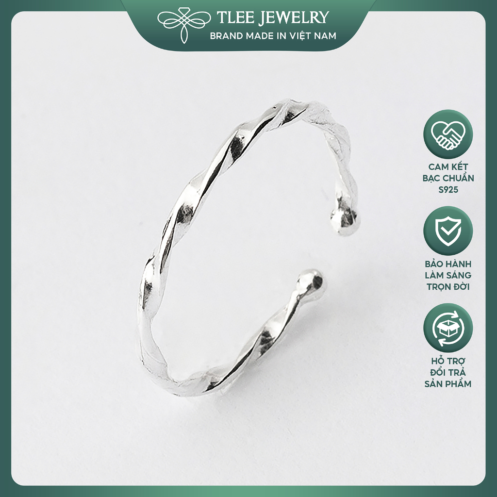 Nhẫn bạc nữ TLEE xoắn bi trơn basic cá tính TLEE JEWELRY A0218