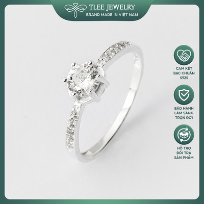 Nhẫn bạc nữ TLEE sáu chấu thuôn cách điệu cá tính TLEE JEWELRY A0215