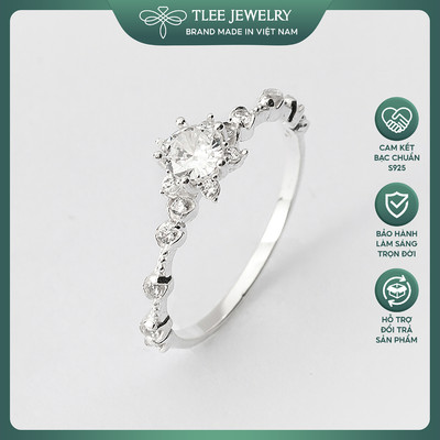Nhẫn bạc nữ TLEE hoa đá năm cánh nạm đá cao cấp TLEE JEWELRY A0214