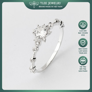 Nhẫn bạc nữ TLEE hoa đá năm cánh nạm đá cao cấp TLEE JEWELRY A0214