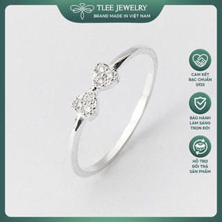 Nhẫn bạc nữ TLEE nơ đính đá tiểu thư sang trọng TLEE JEWELRY A0213