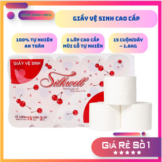 (Live extra) Giấy vệ sinh cao cấp 3 lớp 15 cuộn Silkwell 1.6kg