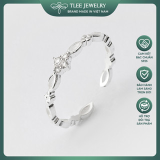 Nhẫn bạc nữ TLEE hoa mai đính đá viền trơn cá tính TLEE JEWELRY A0212