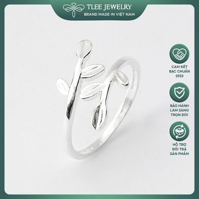 Nhẫn bạc nữ TLEE lá hai cành basic cá tính TLEE JEWELRY A0210